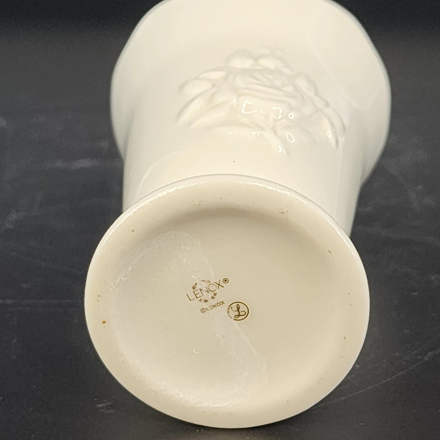 Lenox Embossed Roses Special Bud Vase Cream China Gold Ruffled Trim 4" Vintage