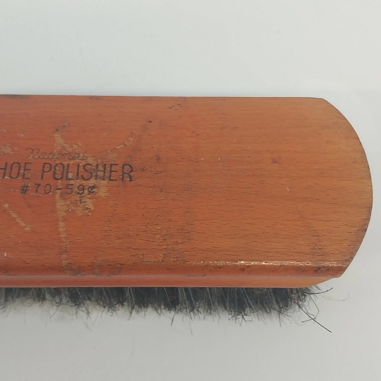 National Shoe Polisher No. 70 Wood Black Horsehair Shine Brush 6¾" USA Vintage