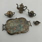 6pc Miniature Tea Set 1:12 Dollhouse Silver Vintage Decor 1.5"
