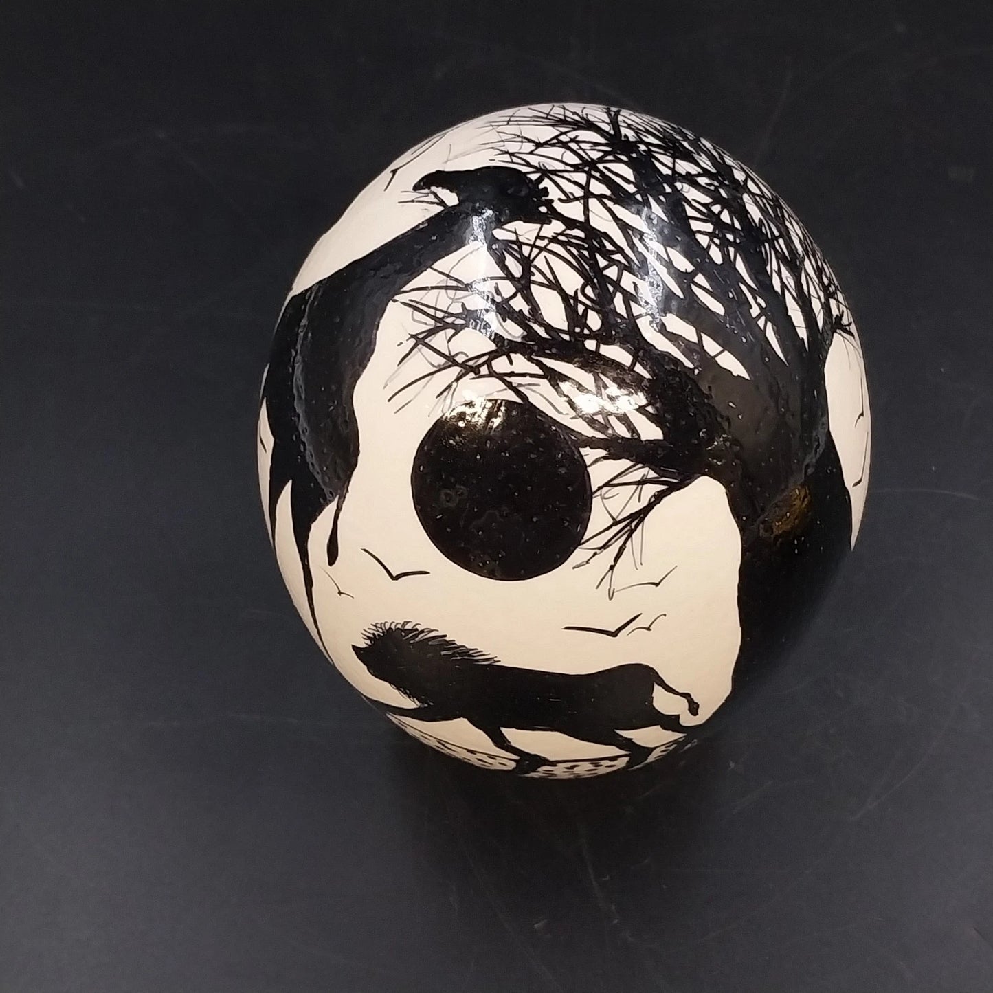 Hand Painted Ostrich Egg Art Cape Town South Africa Safari Wildlife Decor 5.5"