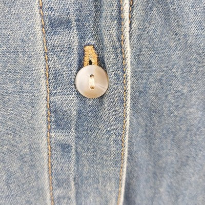 DCC Missy Denim Shirt Blouse XL Blue Cotton Long Sleeve Ruffled Cuffs Western