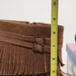 Betani Chantal-1 Fringe Wedge Boots Tan Suede Boho Women’s 8.5 Ankle Booties
