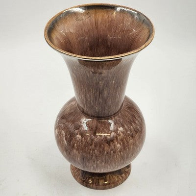 Austrian Taupe Drip Glaze Pottery Vase 226C Steatit Osterr Edelkeramic 10” Vtg