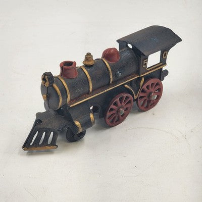 Locomotive Black Train 7.5"x3" Steam Engine 50 Red Wheels Cast Iron Collectible