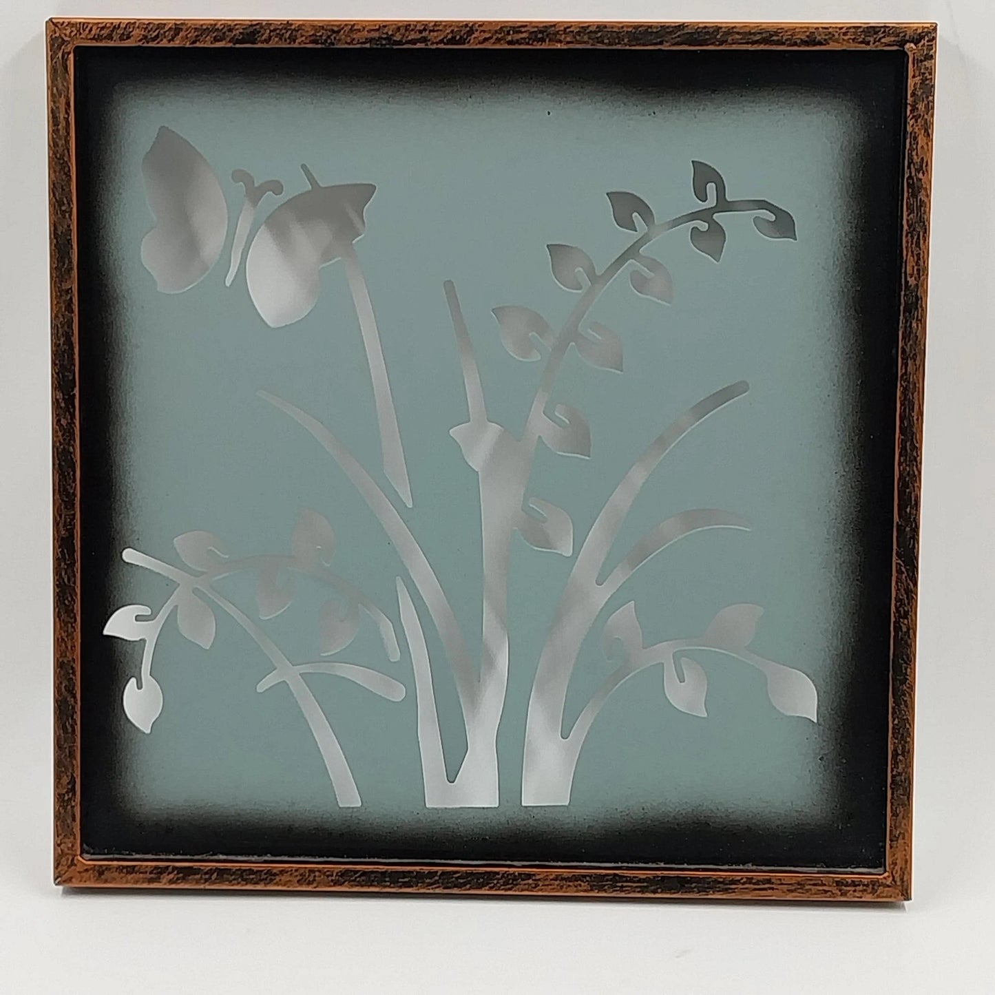 New View Design 2 Metal Art Frosted Metal Panel 12" Square Laser Cut Butterfly