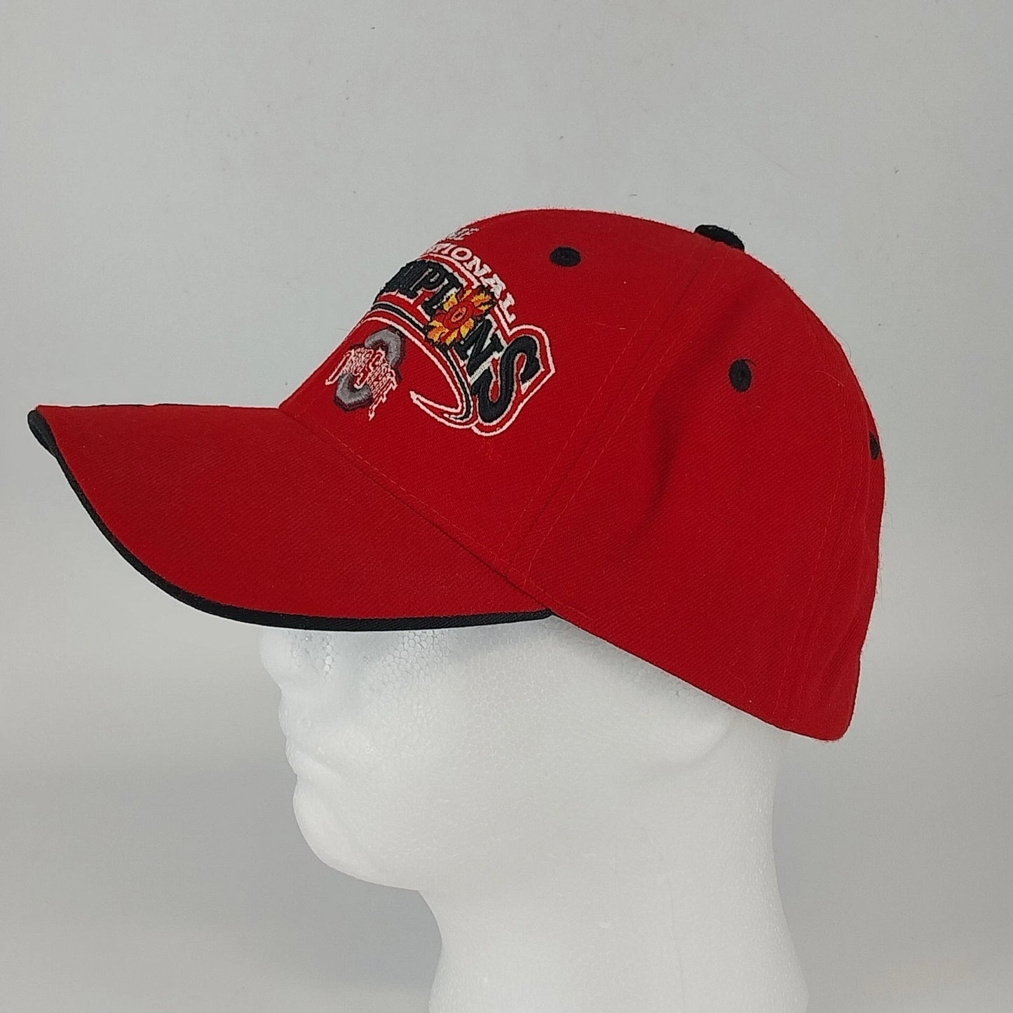 Ohio State Buckeyes 7 Time National Champions Red Cap Hook Loop Adjustable Hat