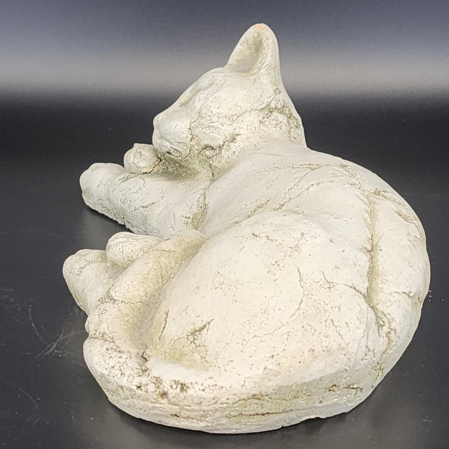 Cast Stone Curled Cat Statue Garden Gate Designs Heavy Concrete Sculpture Decor