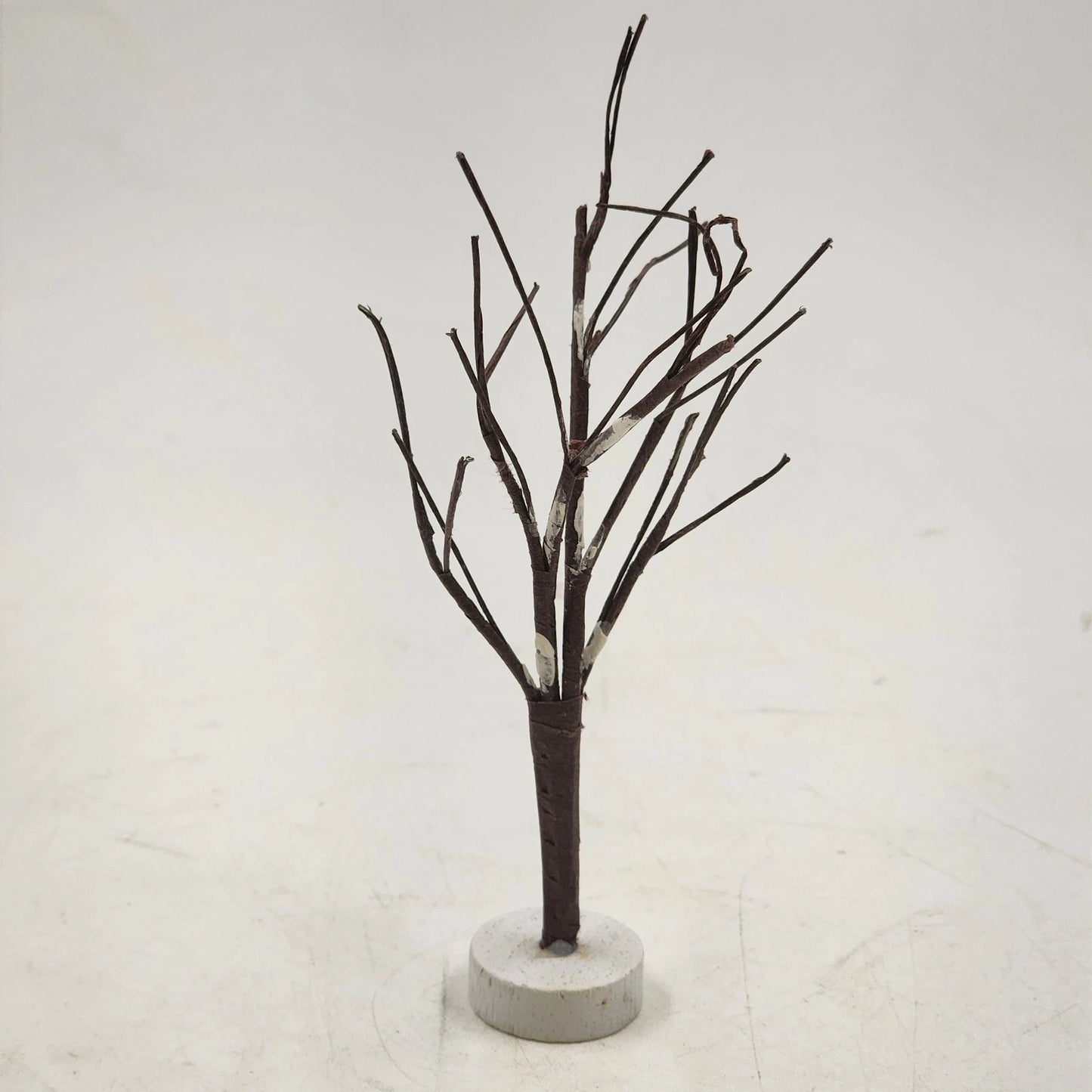 7 pc Christmas Village Trees Lot White Frosted & Bare Branch 5" Lemax Dept 56