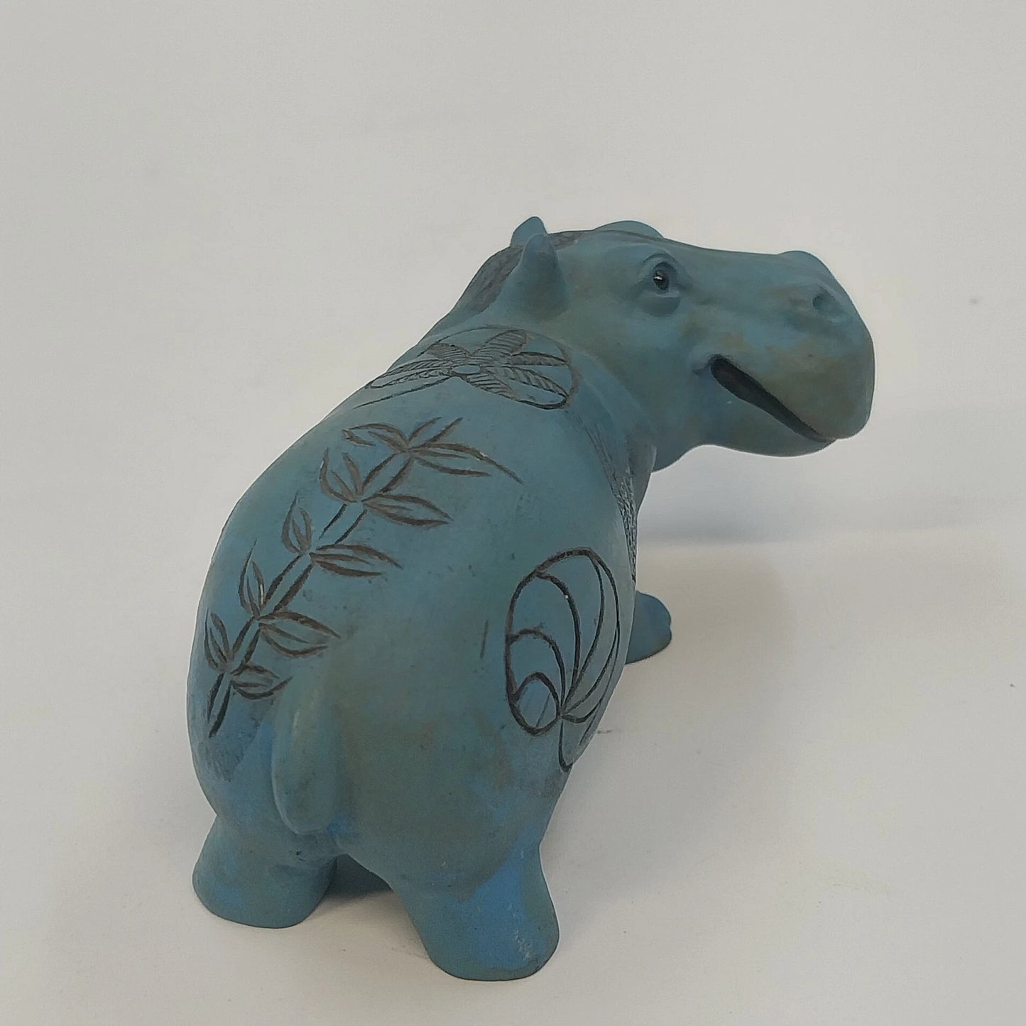Berlin Design Blue Hippopotamus Pottery Figurine Egyptian Art William Hippo 4"