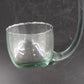 Hand Blown Glass Punch Bowl Ladle Green Tint Curved Handle 9in Large Dipper Vtg