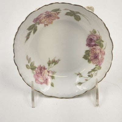 Rosenthal RC Monbijou Fruit Bowl Bavaria Pink Roses Gold Scalloped Edge