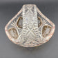 Cut Crystal Basket Amber Cut to Clear Etched Floral Handled 6" Vintage