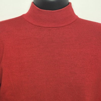 Henri Bendel Red Turtleneck Sweater S 100% Merino Wool Made in Italy Warm Soft