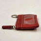 Fossil Red Leather Mini Wallet ID Window Keychain Coin Zip Pouch 4.25"