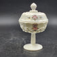 Westmoreland Milk Glass Covered Candy Dish Roses & Bows Paneled Grape 7”