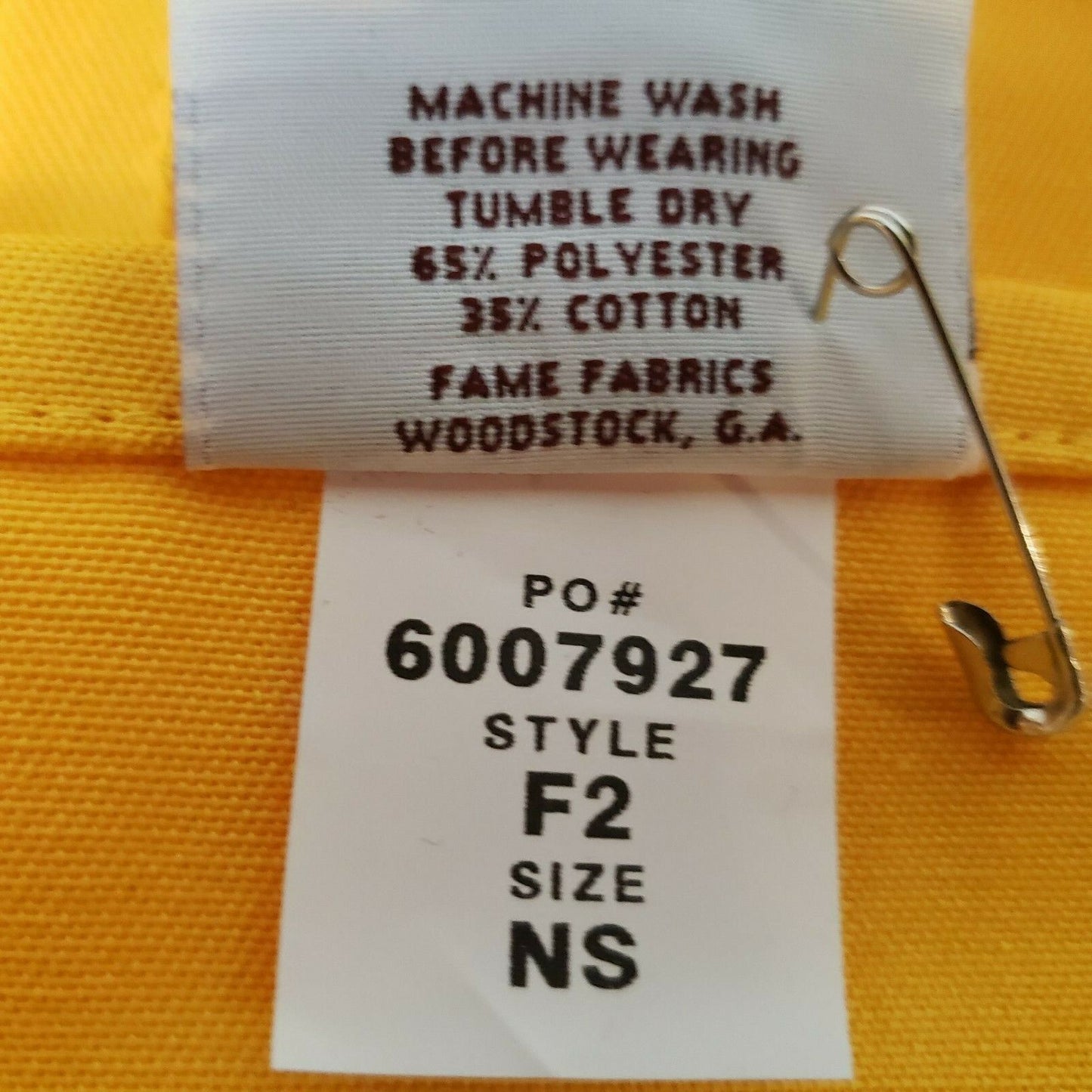Fame Fabrics F2 Yellow Bib Apron 2 Pocket 21x18 Poly Cotton