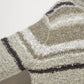Cato Women Large Striped Turtleneck Sweater Brown Tan White Chunky Knit Pullover