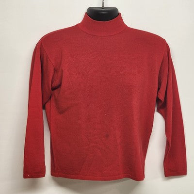 Henri Bendel Red Turtleneck Sweater S 100% Merino Wool Made in Italy Warm Soft