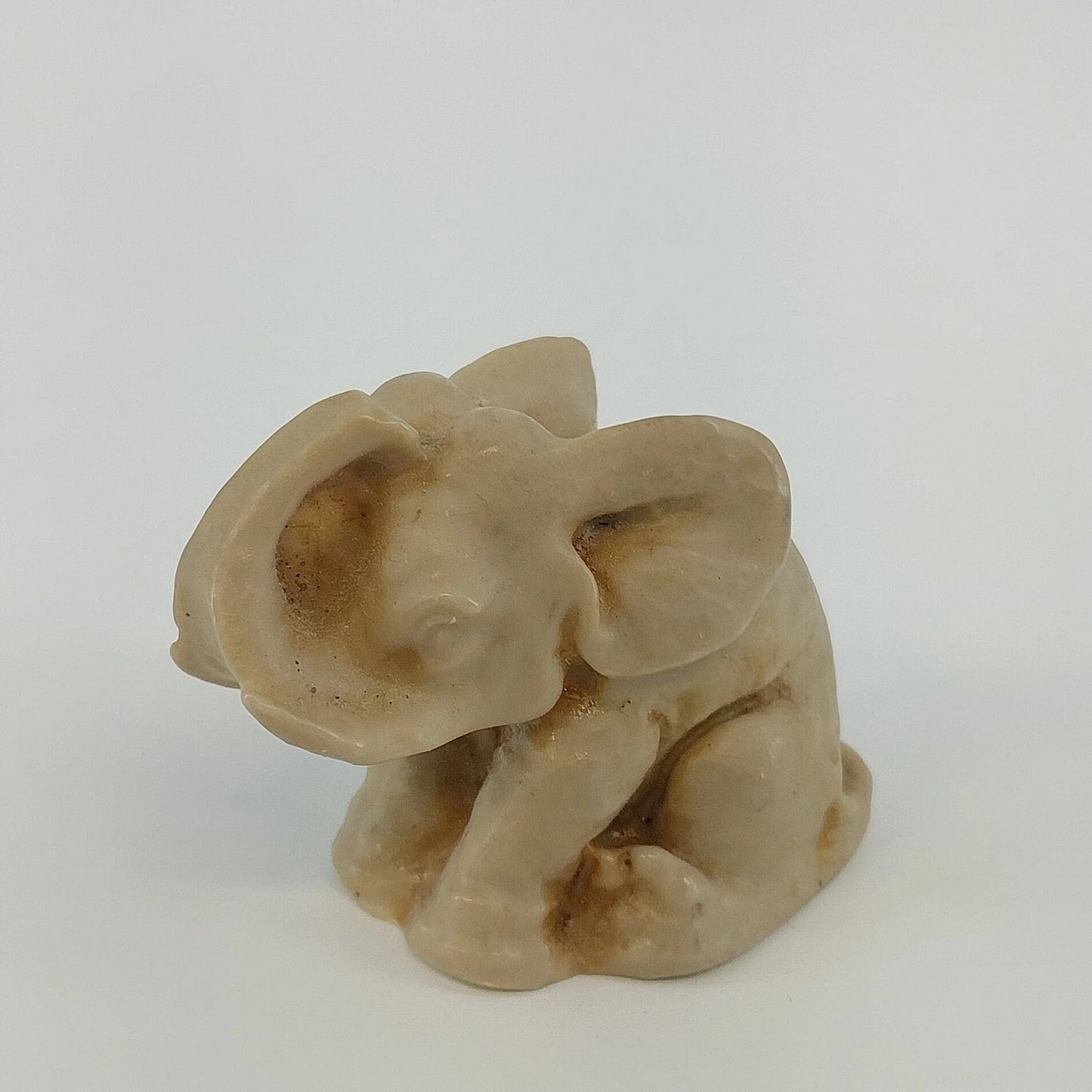 Hecho En Mexico Alabaster Elephant Figurine Stone Carving 2" Gray