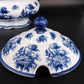 Cracker Barrel Blue White Floral Soup Tureen Serving Bowl with Lid Porcelain Vtg