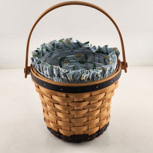 Longaberger 1999 May Series Daisy Basket Blue Combo Liner & Protector Vintage 7"