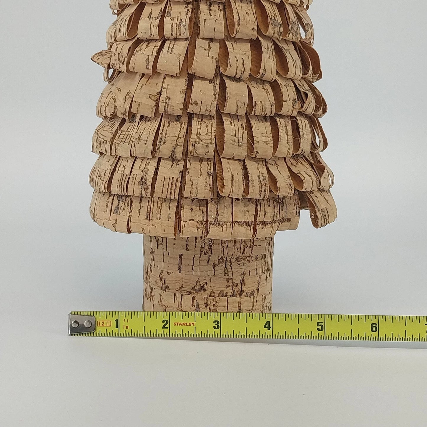 Holiday Home Shaved Cork Loop Tabletop Christmas Tree Star Bow 16.5" Plaid Top