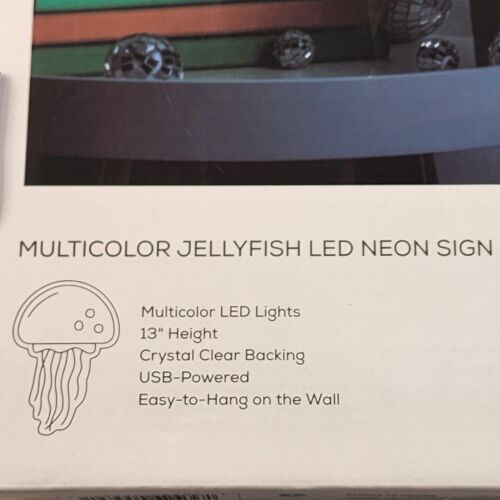 Jellyfish Multicolor LED Neon Sign 8½"w x 13"h Crystal Clear Backing USB Powered