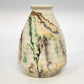 Nemadji Indian Pottery Native Clay Ribbed Vase 5.5" Green Orange Swirl USA