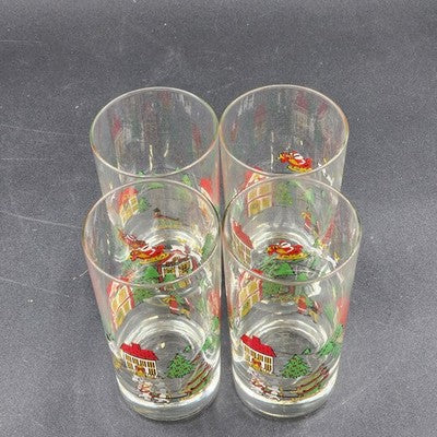 Set Of 4 Hi-Ball Glasses 11oz 5.5" by The Joy Of Christmas Carlton Glass USA NOS