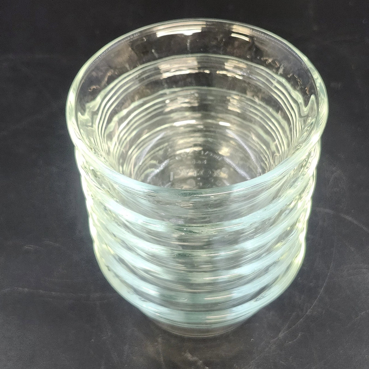 6 Pc Pyrex 463 Clear Glass Custard Cups Bowls Ramekins 6 oz Scalloped Flared Rim