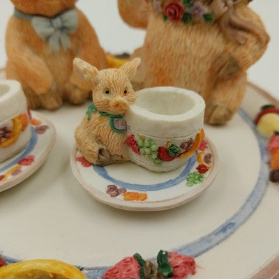 Youngs Inc Mini Tea Set 1995 Collectible Vintage Fruit Border Plate 5.25"