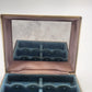 Jewelry Box Earring Organizer Cream Fabric Blue Velvet Lined Mirror 3.75"