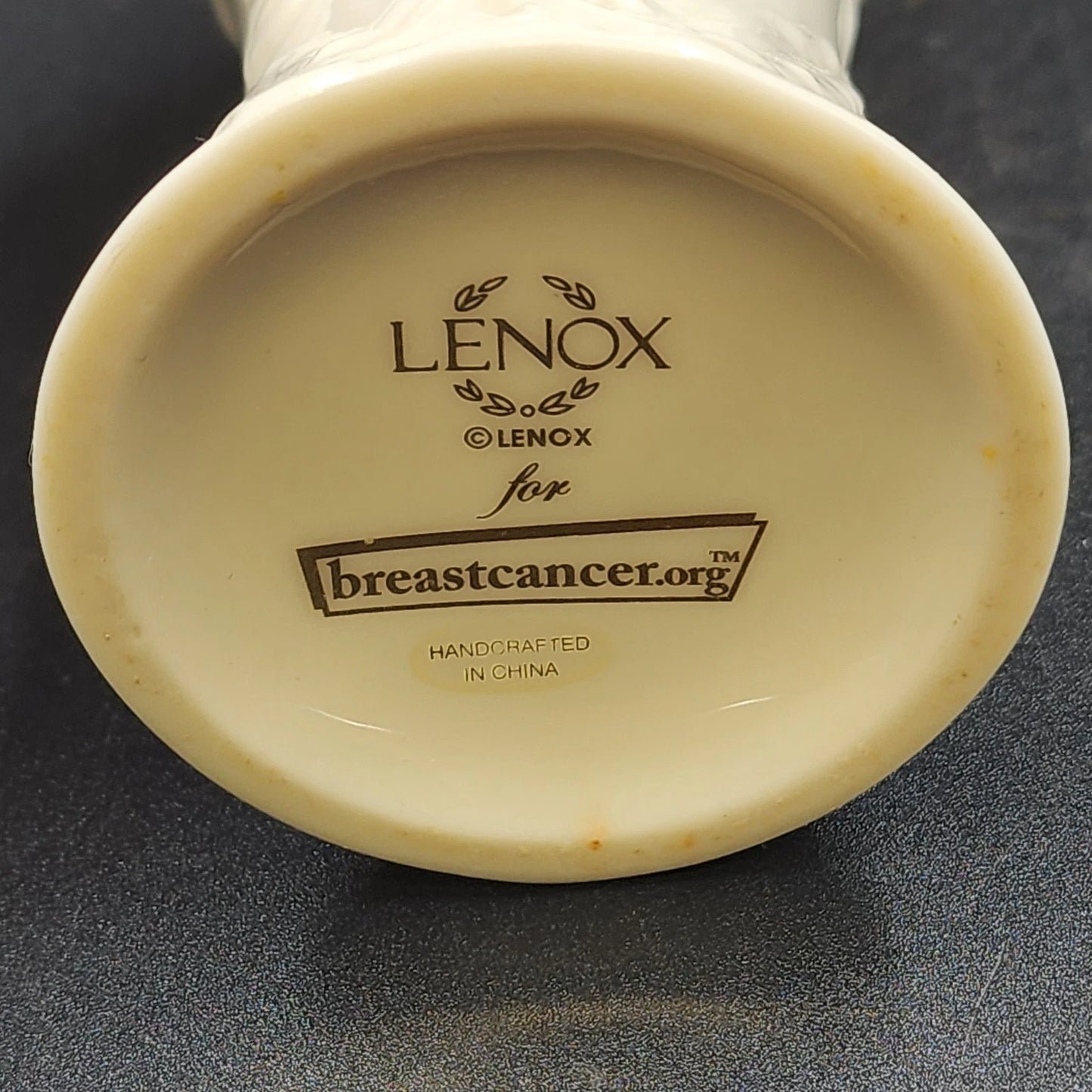 Lenox 8" Bud Vase Breast Cancer Awareness Tea Rose Cream China Gold Trim Floral