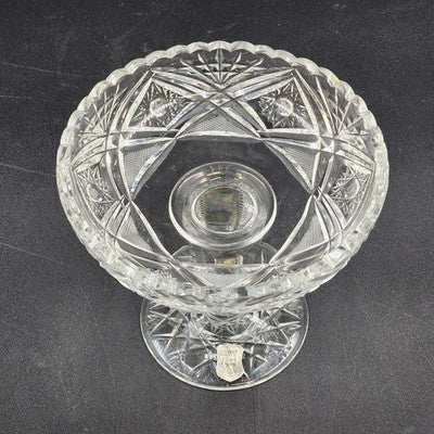American Brilliant Hand Cut Glass Lead Crystal Pedestal Compote Candy Dish 5.25"