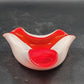 Wales Red & White Cased Glass Japanese 6" Biomorphic Bowl Vintage Mid-Century