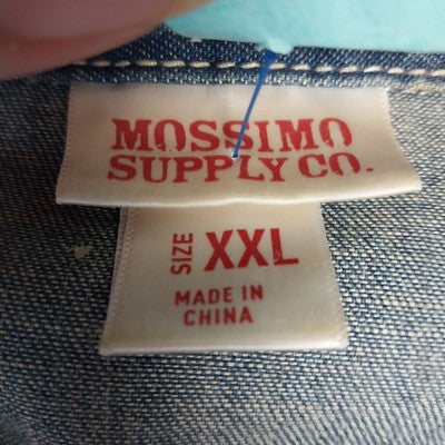 Mossimo Blue Denim Jeans Jacket XXL Long Sleeve 100% Cotton Made in Hong Kong