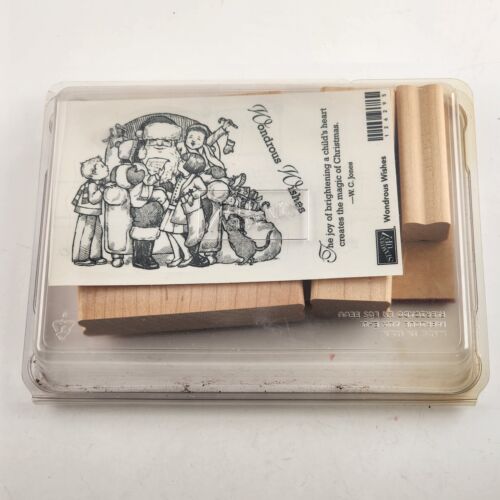 New Lot of 3 Stampin Up Wondrous Wishes Rubber Stamps Unpeeled Stamps Vintage