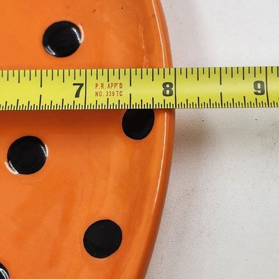Grasslands Road Orange Pumpkin Plate Black Dots Pumpkin Patch Halloween Ceramic