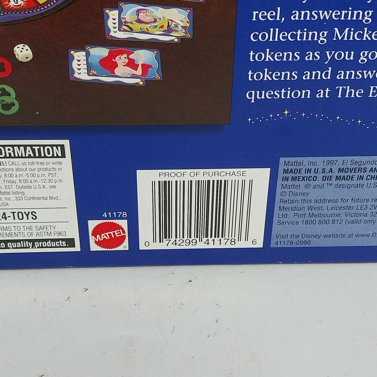 Disney Trivia Game Mattel 1997 Sealed The Wonderful World of Disney New