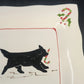 Prairie Dog Pottery Black Newfoundland Candy Cane Christmas Plate 9.25" Square