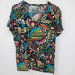 Laura Ashley Women's Blouse Multicolor Abstract Floral Print V Neck Top M