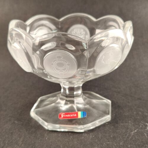 Avon Fostoria Glass Sherbet Dish Footed Bowl Coin Pattern 1977 91st Anniversary