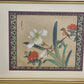 Pair Chinese Silk Paintings Birds Flowers Gold Frame 14x11 Vintage Wall Art