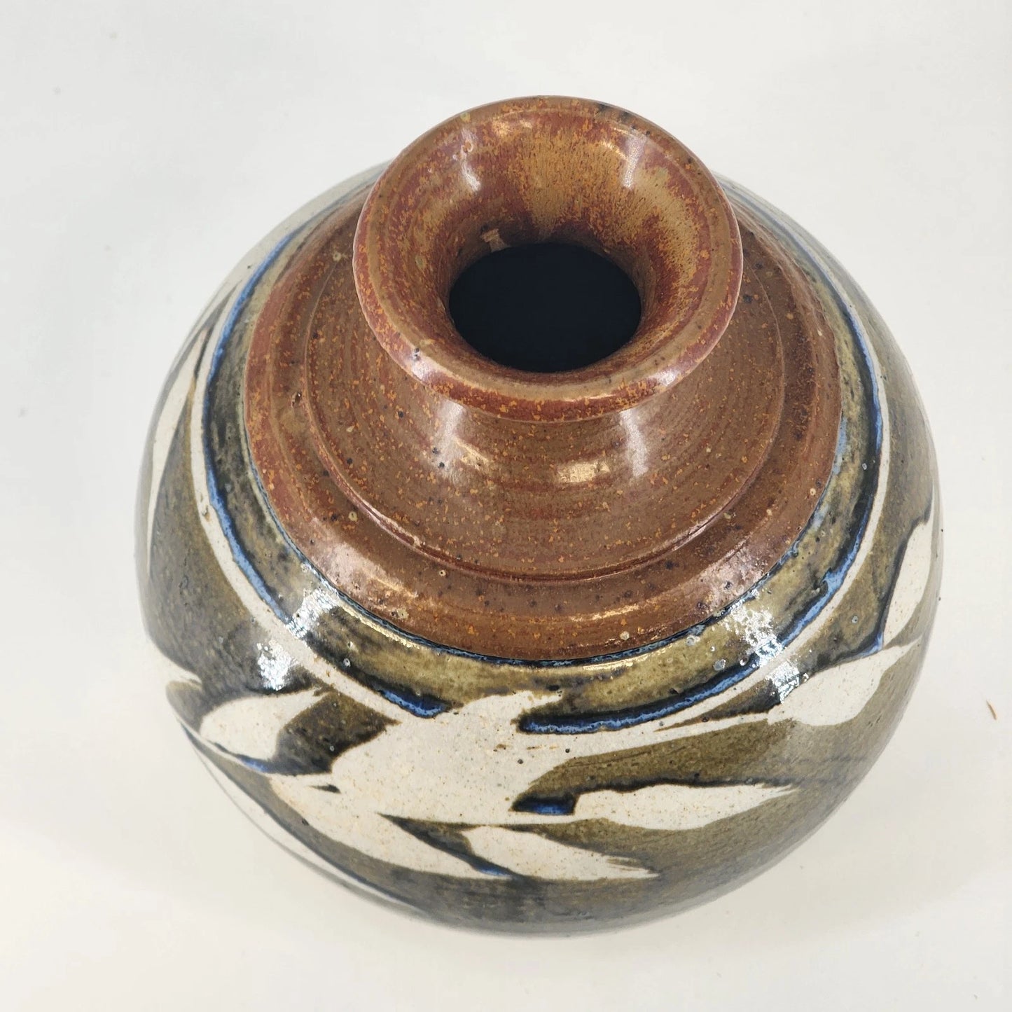 Art Pottery Bud Vase 4.5" Signed Brush Creek Handcrafted Glazed Bottle Figurine