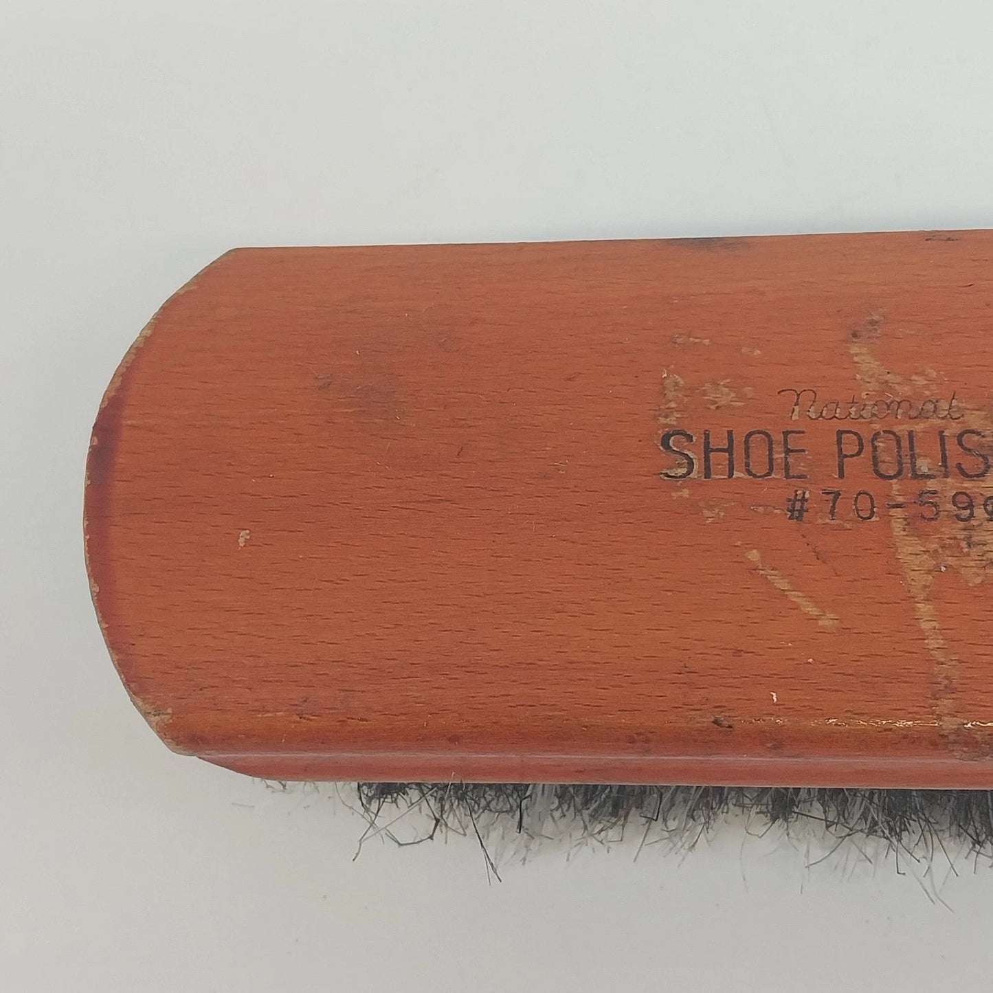 National Shoe Polisher No. 70 Wood Black Horsehair Shine Brush 6¾" USA Vintage