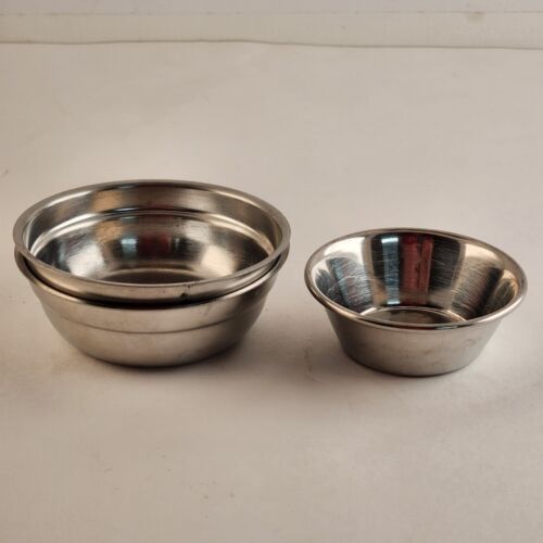 Set of 3 Stainless Steel Sauce Condiment Cups 2 Different Sizes Commercial Grade