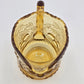 LG Wright Wreathed Cherry Amber Glass Creamer Pitcher Scalloped Rim Vtg