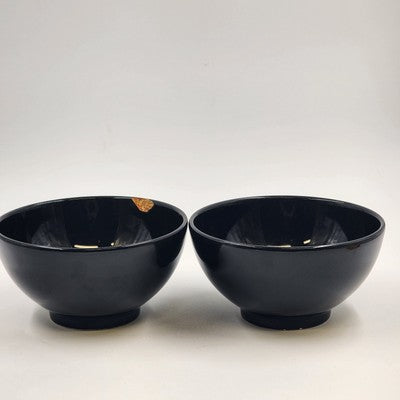 2 Waechtersbach Germany Fun Factory Freestyle Glossy Black Serving Bowl 6" Chip