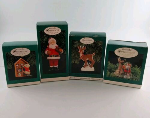 4 Keepsake Ornament Collectors Club '95-'96 Inc: Santa Rudolph Fishing Memories