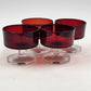 4 Ruby Red & Clear Sundae Glasses Luminarc France Champagne Cocktail Dessert Vtg